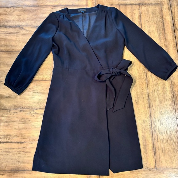 J. Crew Black Classic Wrap Dress, size 2, Closet Staple LBD Office Church Event - Picture 10 of 14